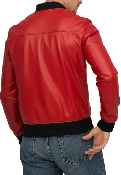 mens-elegant-red-bomber-faux-leather-jacket