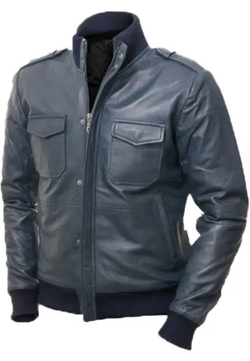 mens-faux-leather-blue-bomber-jacket