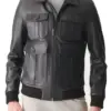 mens-flap-pocket-black-faux-leather-bomber-jacket