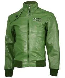 mens-green-bomber-faux-leather-jacket