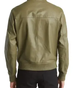 mens-olive-green-faux-leather-bomber-jacket