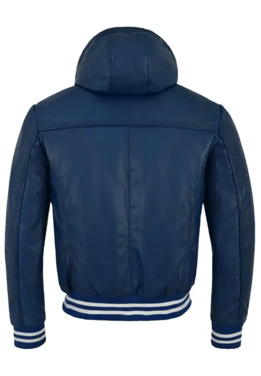mens-hooded-blue-faux-leather-bomber-jacket