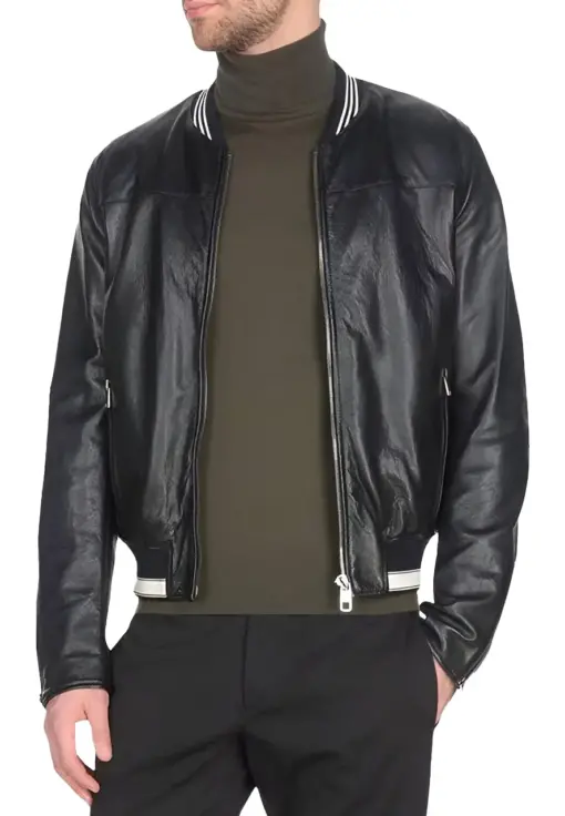 mens-jet-black-faux-leather-varsity-bomber-jacket