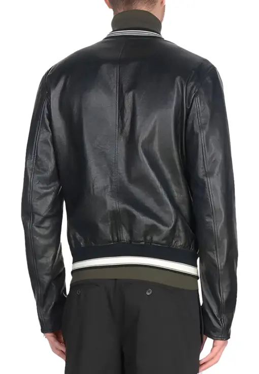 mens-jet-black-faux-leather-varsity-bomber-jacket