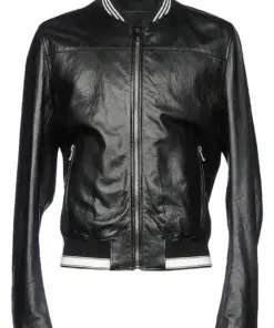 mens-jet-black-faux-leather-varsity-bomber-jacket