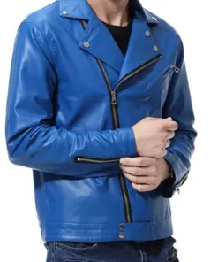 mens-lapel-collar-blue-biker-faux-leather-jacket