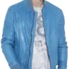 mens-light-blue-faux-leather-bomber-jacket