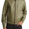 mens-olive-green-faux-leather-bomber-jacket