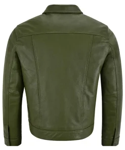 mens-olive-green-faux-leather-trucker-jacket