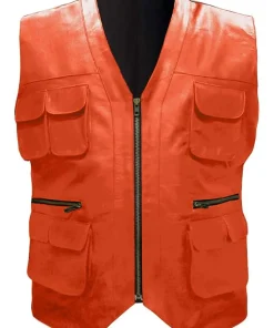 mens-orange-faux-leather-biker-vest