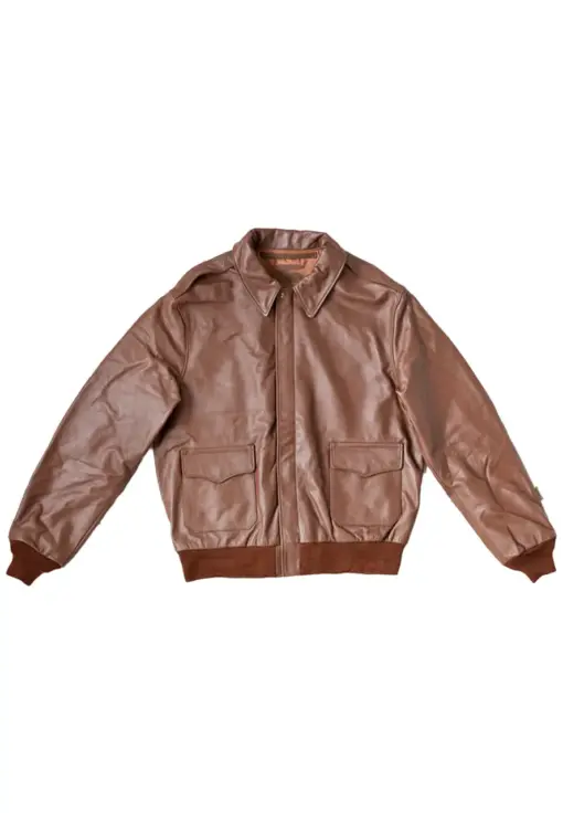 mens-plain-brown-faux-leather-bomber-jacket