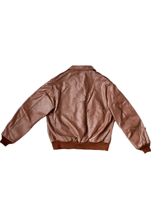 mens-plain-brown-faux-leather-bomber-jacket