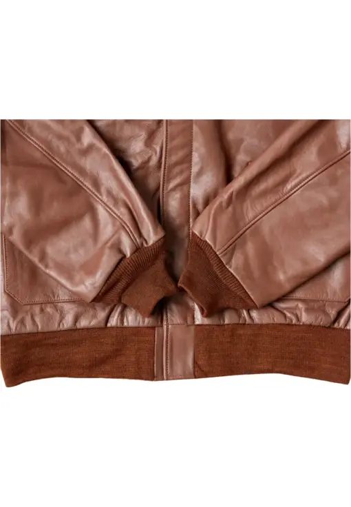 mens-plain-brown-faux-leather-bomber-jacket