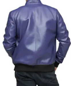 mens-purple-faux-leather-bomber-jacket