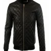 mens-quilted-black-bomber-faux-leather-jacket