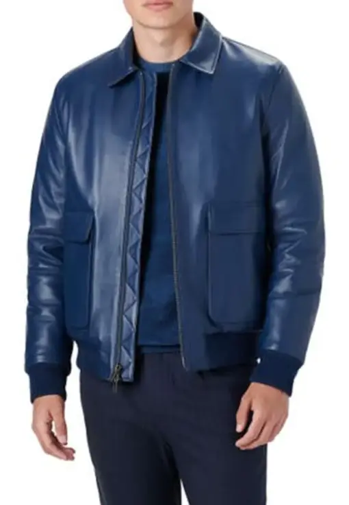 mens-shirt-collar-blue-faux-leather-bomber-jacket