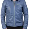 mens-shirt-collar-blue-faux-leather-jacket
