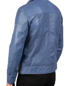 mens-shirt-collar-blue-faux-leather-jacket