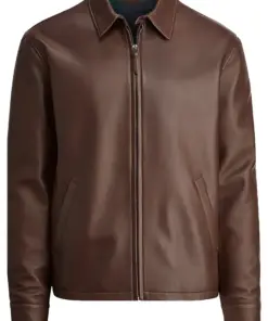 mens-shirt-collar-brown-faux-leather-jacket