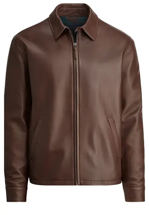 mens-shirt-collar-brown-faux-leather-jacket