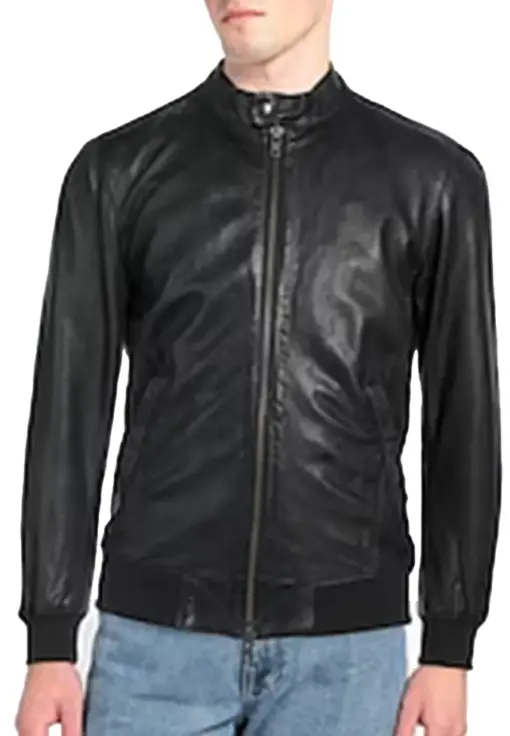 mens-solid-black-faux-leather-bomber-jacket