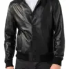 mens-sport-black-faux-leather-bomber-jacket