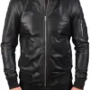 mens-stylish-black-faux-leather-bomber-jacket