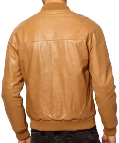 mens-tan-brown-faux-leather-bomber-jacket
