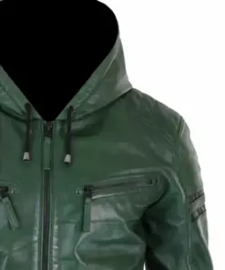 mens-vintage-green-hooded-faux-leather-bomber-jacket