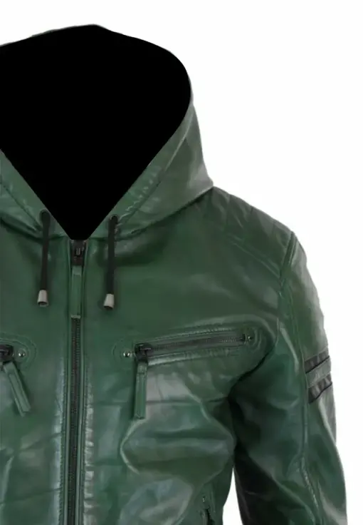 mens-vintage-green-hooded-faux-leather-bomber-jacket
