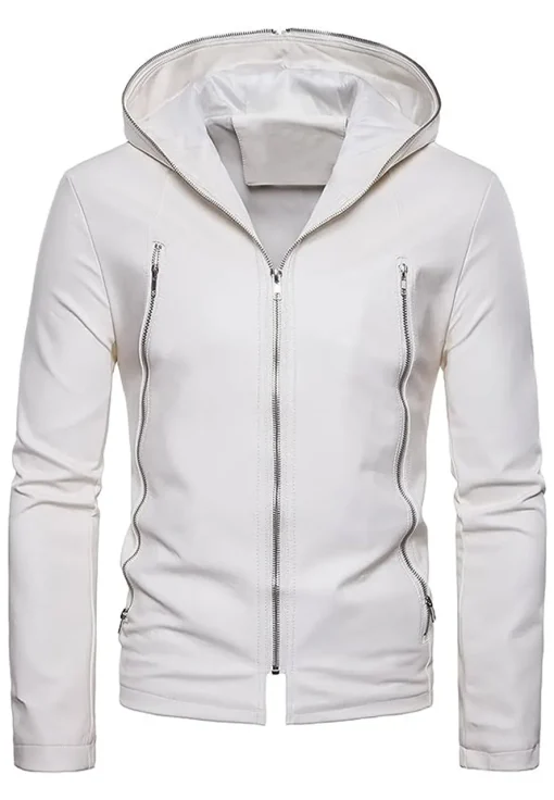 mens-white-faux-leather-hooded-jacket