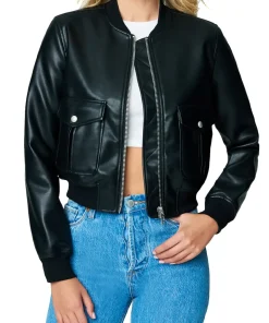 womens-black-bomber-faux-leather-jacket