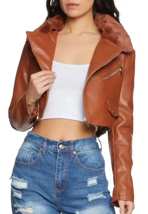 womens-brown-faux-leather-fur-collar-moto-jacket