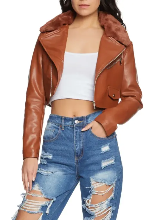 womens-brown-faux-leather-fur-collar-moto-jacket