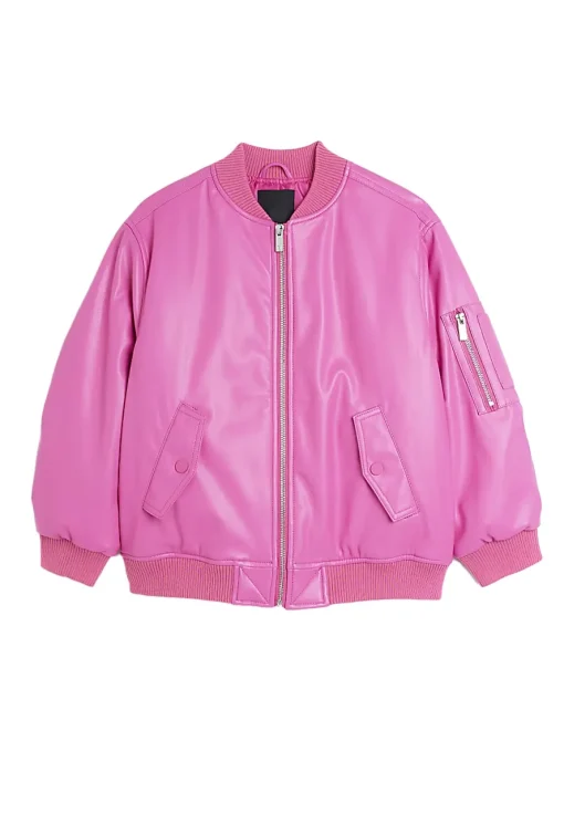 womens-pink-bomber-faux-leather-jacket
