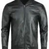 mens-casual-black-faux-leather-soft-bomber-jacket
