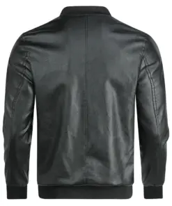 mens-casual-black-faux-leather-soft-bomber-jacket