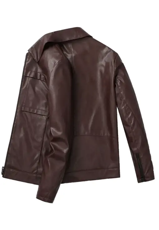 mens-turn-down-collar-brown-faux-leather-jacket