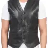 mens-black-faux-leather-vest