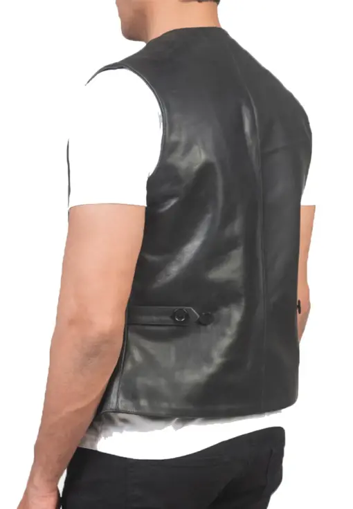 mens-black-faux-leather-vest