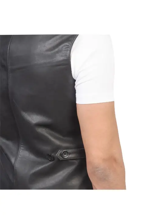mens-black-faux-leather-vest