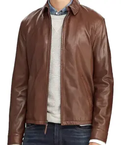 mens-bison-brown-faux-leather-jacket