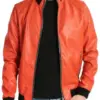 mens-classic-orange-faux-leather-bomber-jacket