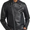 mens-lapel-collar-black-biker-faux-leather-jacket