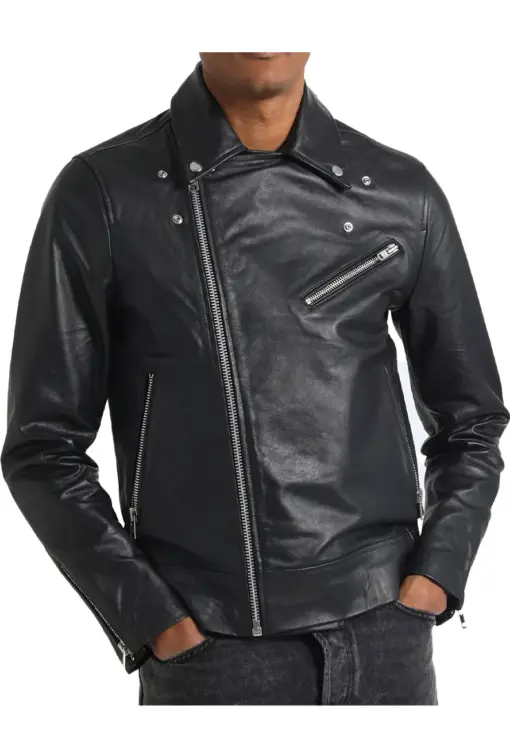 mens-lapel-collar-black-biker-faux-leather-jacket