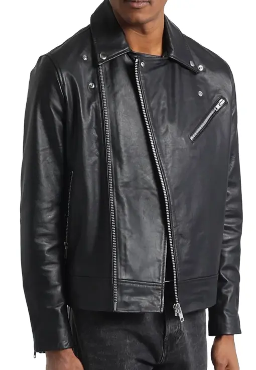 mens-lapel-collar-black-biker-faux-leather-jacket