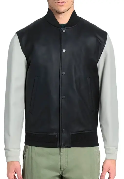 mens-long-sleeve-faux-leather-black-bomber-jacket
