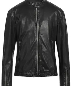 mens-round-collar-black-faux-leather-biker-jacket