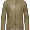 mens-stand-collar-military-green-faux-leather-bomber-jacket