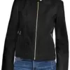 womens-black-faux-leather-collarless-jacket